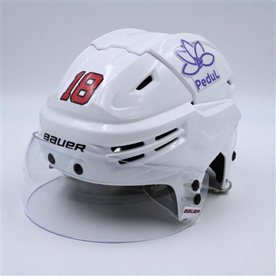 Ondrej Palat - White, Bauer Helmet w/ Bauer Shield - 2023-24 NHL Regular Season