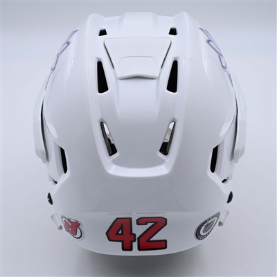 Curtis Lazar - White, Bauer Helmet w/ Bauer Shield - 2023-24 NHL Regular Season
