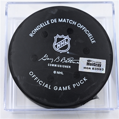 Logan O'Connor - Colorado Avalanche - Goal Puck - January 9, 2025 vs. Minnesota Wild (Wild Logo)
