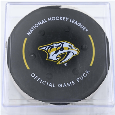 Ryan O'Reilly - Nashville Predators - Goal Puck - January 14, 2025 vs. Vegas Golden Knights (Predators Logo)