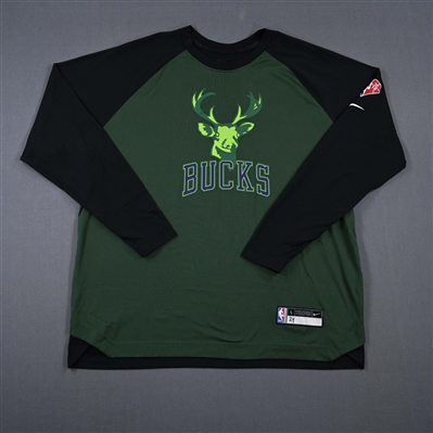 Pat Connaughton - Milwaukee Bucks - Game-Issued City Edition Long-Sleeved Shooting Shirt  - 2021-22 NBA Season