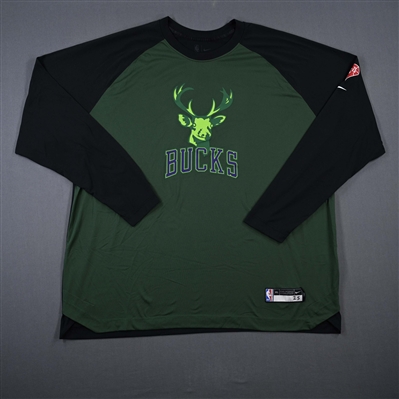 Serge Ibaka - Milwaukee Bucks - Game-Issued City Edition Long-Sleeved Shooting Shirt  - 2021-22 NBA Season