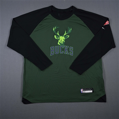 Wesley Matthews - Milwaukee Bucks - Game-Issued City Edition Long-Sleeved Shooting Shirt  - 2021-22 NBA Season
