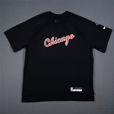 Derrick Jones Jr. - Chicago Bulls - Game-Issued City Edition Short Sleeved Shooting Shirt - 2021-22 NBA Season