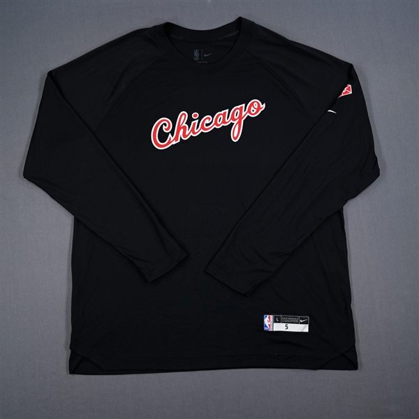 Derrick Jones Jr. - Chicago Bulls - Game-Issued City Edition Long-Sleeved Shooting Shirt - 2021-22 NBA Season