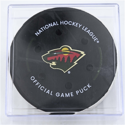 Matt Boldy - Minnesota Wild - Goal Puck - January 15, 2025 vs. Edmonton Oilers (Wild Logo)