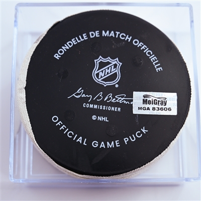 Mavrik Bourque - Dallas Stars - Goal Puck - January 9, 2025 vs. Philadelphia Flyers (Flyers Logo)