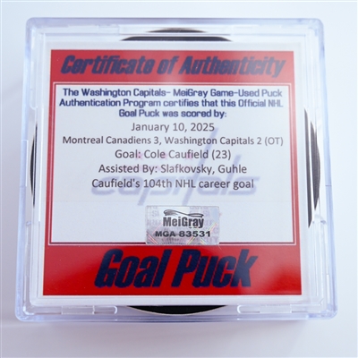 Cole Caufield - Montreal Canadiens - Goal Puck - January 10, 2025 vs. Washington Capitals (Capitals 50th Anniversary Logo)