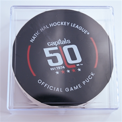 Cole Caufield - Montreal Canadiens - Goal Puck - January 10, 2025 vs. Washington Capitals (Capitals' 50th Anniversary Logo)