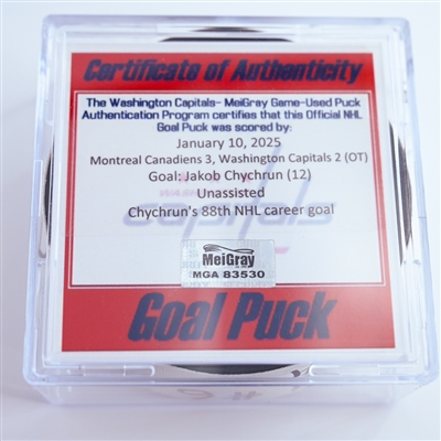 Jakob Chychrun - Washington Capitals - Goal Puck - January 10, 2025 vs. Montreal Canadiens (Capitals 50th Anniversary Logo)