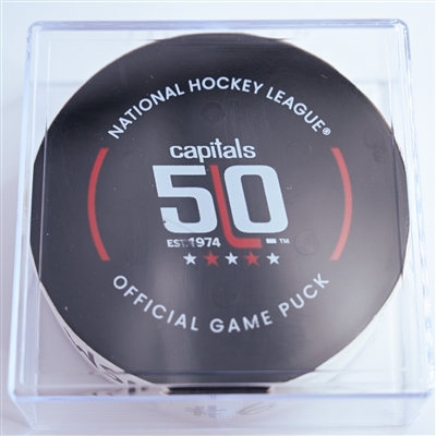 Jakob Chychrun - Washington Capitals - Goal Puck - January 10, 2025 vs. Montreal Canadiens (Capitals' 50th Anniversary Logo)