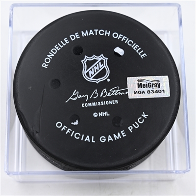 Alex DeBrincat - Detroit Red Wings - Goal Puck - January 2, 2025 vs. Columbus Blue Jackets (Blue Jackets Logo)