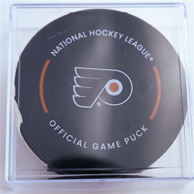 Jamie Drysdale - Philadelphia Flyers - Goal Puck - January 11, 2025 vs. Anaheim Ducks (Flyers Logo)