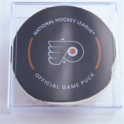 Morgan Frost - Philadelphia Flyers - Goal Puck - January 9, 2025 vs. Dallas Stars (Flyers Logo)