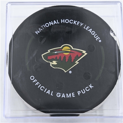 Ryan Hartman - Minnesota Wild - Goal Puck - January 15, 2025 vs. Edmonton Oilers (Wild Logo)