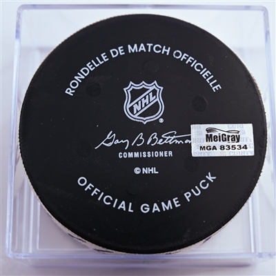Victor Hedman - Tampa Bay Lightning - Goal Puck - January 11, 2025 vs. New Jersey Devils (Devils Logo)