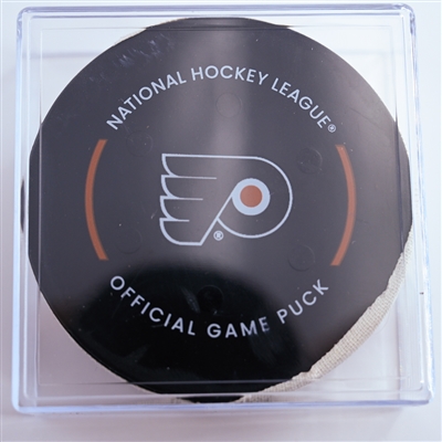 Miro Heiskanen - Dallas Stars - Goal Puck - January 9, 2025 vs. Philadelphia Flyers (Flyers Logo)