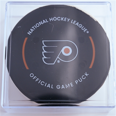 Roope Hintz - Dallas Stars - Goal Puck - January 9, 2025 vs. Philadelphia Flyers (Flyers Logo)