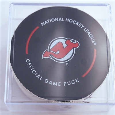 Nico Hischier - New Jersey Devils - Goal Puck - January 14, 2025 vs. Florida Panthers (Devils Logo)
