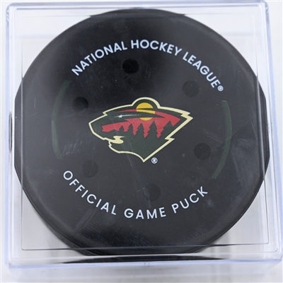 Marcus Johansson - Minnesota Wild - Goal Puck - January 7, 2025 vs. St. Louis Blues (Wild Logo)