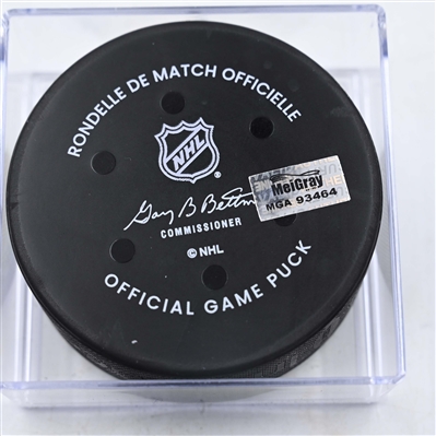 Kent Johnson - Columbus Blue Jackets - Goal Puck - January 9, 2025 vs. Seattle Kraken (Blue Jackets Logo)