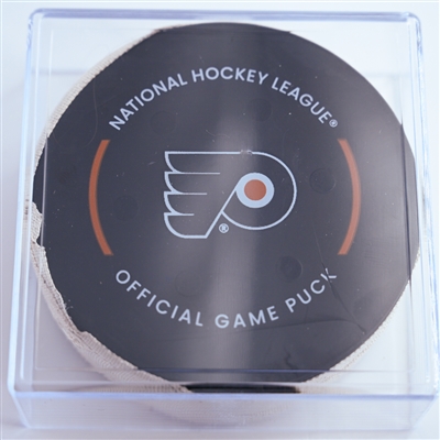 Travis Konecny - Philadelphia Flyers - Goal Puck - January 7, 2025 vs. Toronto Maple Leafs (Flyers Logo)