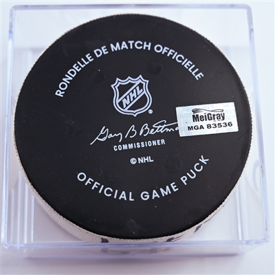 Nikita Kucherov - Tampa Bay Lightning - Goal Puck - January 11, 2025 vs. New Jersey Devils (Devils Logo)