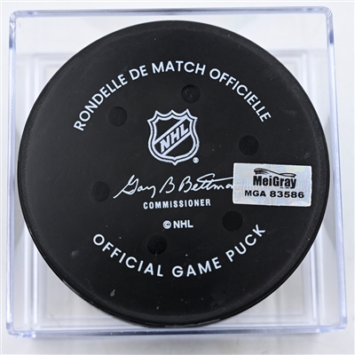 Jordan Kyrou - St. Louis Blues - Goal Puck - January 7, 2025 vs. Minnesota Wild (Wild Logo)