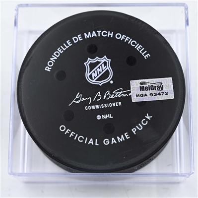 Jordan Kyrou - St. Louis Blues - Goal Puck - January 4, 2025 vs. Columbus Blue Jackets (Blue Jackets Logo)