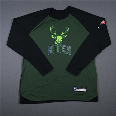 Giannis Antetokounmpo - Milwaukee Bucks - City Edition Long-Sleeved Shooting Shirt - Worn 1/26/2022  - 2021-22 NBA Season