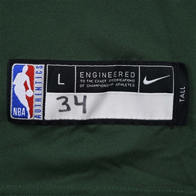 Giannis Antetokounmpo - Milwaukee Bucks - City Edition Long-Sleeved Shooting Shirt - Worn 1/26/2022  - 2021-22 NBA Season