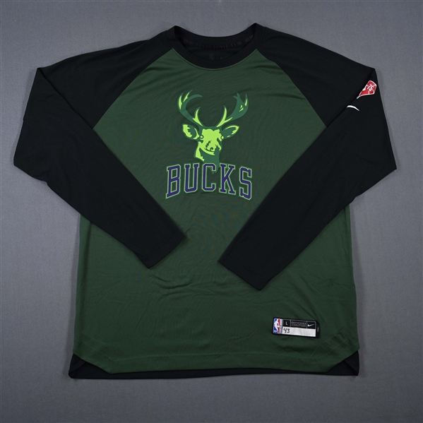 Thanasis Antetokounmpo - Milwaukee Bucks - Game-Issued City Edition Long-Sleeved Shooting Shirt  - 2021-22 NBA Season