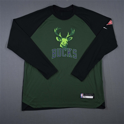 Jrue Holiday - Milwaukee Bucks - Game-Issued City Edition Long-Sleeved Shooting Shirt  - 2021-22 NBA Season