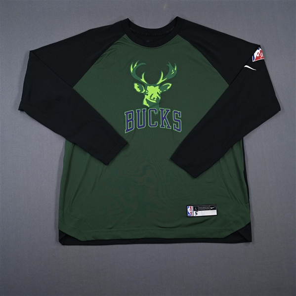 Rodney Hood - Milwaukee Bucks - Game-Issued City Edition Long-Sleeved Shooting Shirt  - 2021-22 NBA Season