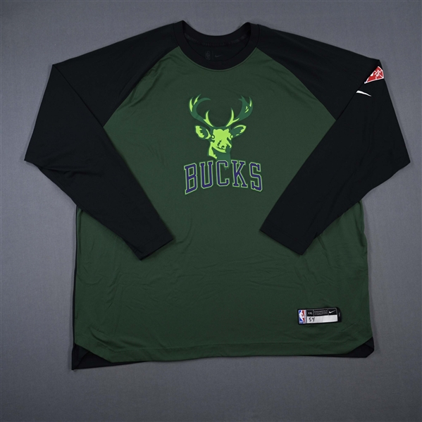 Sandro Mamukelashvili - Milwaukee Bucks - Game-Issued City Edition Long-Sleeved Shooting Shirt  - 2021-22 NBA Season