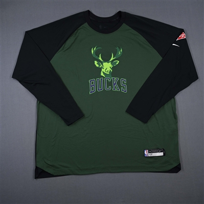 Sandro Mamukelashvili - Milwaukee Bucks - Game-Issued City Edition Long-Sleeved Shooting Shirt  - 2021-22 NBA Season