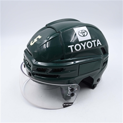 Jake Middleton - Game-Worn Green, CCM Helmet w/ CCM Shield - 2021-22 NHL Season