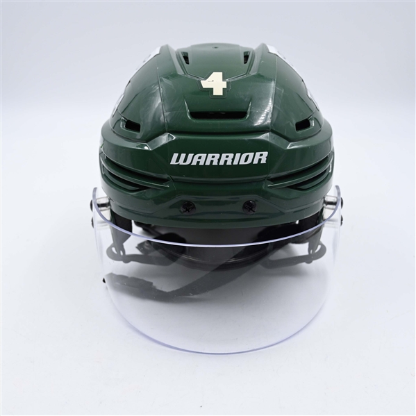 Jon Merrill - Game-Worn Green, Warrior Helmet w/ Oakley Shield - 2023-24 NHL Season
