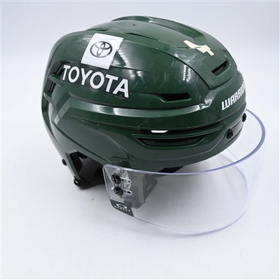 Jon Merrill - Game-Worn Green, Warrior Helmet w/ Oakley Shield - 2023-24 NHL Season