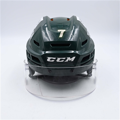 Brock Faber - Game-Worn Green, CCM Helmet w/ CCM Shield - 2023-24 NHL Season