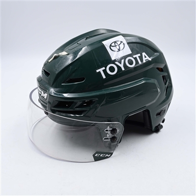 Brock Faber - Game-Worn Green, CCM Helmet w/ CCM Shield - 2023-24 NHL Season