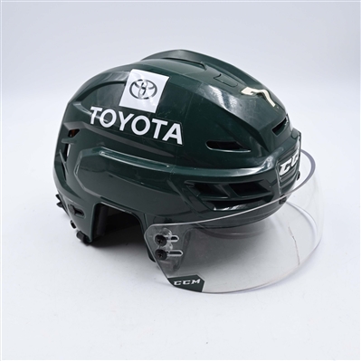 Brock Faber - Game-Worn Green, CCM Helmet w/ CCM Shield - 2023-24 NHL Season