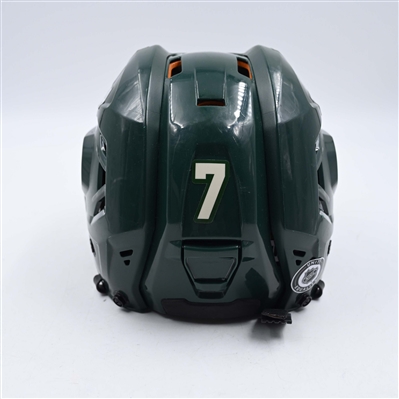 Brock Faber - Game-Worn Green, CCM Helmet w/ CCM Shield - 2023-24 NHL Season