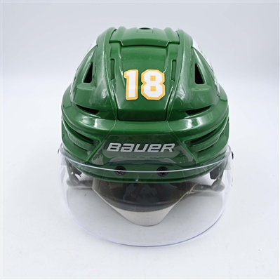 Jordan Greenway - Game-Worn Green Third, Bauer Helmet w/ Bauer Shield - 2022-23 NHL Season