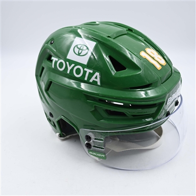 Jordan Greenway - Game-Worn Green Third, Bauer Helmet w/ Bauer Shield - 2022-23 NHL Season