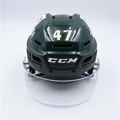 Declan Chisholm - Game-Worn Green, CCM Helmet w/ Oakley Shield - 2023-24 NHL Season