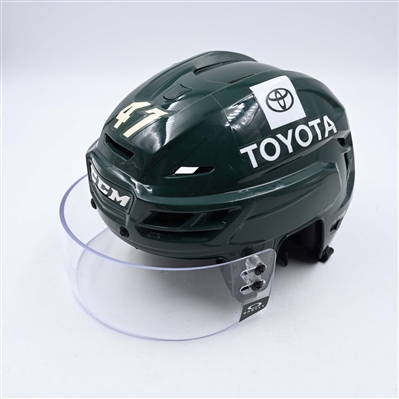 Declan Chisholm - Game-Worn Green, CCM Helmet w/ Oakley Shield - 2023-24 NHL Season