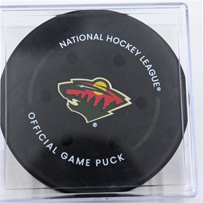 Nathan MacKinnon - Colorado Avalanche - Goal Puck - January 9, 2025 vs. Minnesota Wild (Wild Logo)