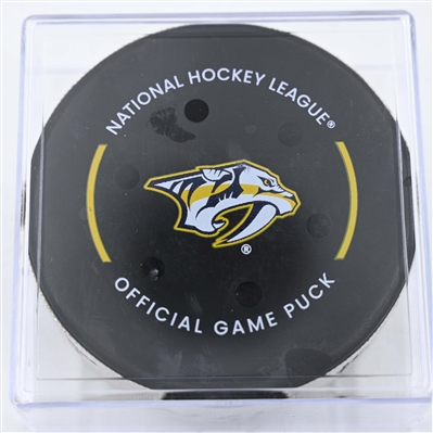 Andrew Mangiapane - Washington Capitals - Goal Puck - January 11, 2025 vs. Nashville Predators (Predators Logo)