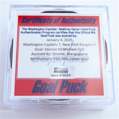 Connor McMichael - Washington Capitals - Goal Puck - January 4, 2025 vs. New York Rangers (Capitals 50th Anniversary Logo)